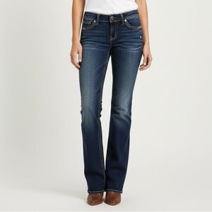 Silver Suki Dark Wash TALL Midi Slim-Fit Boot-Cut Jeans